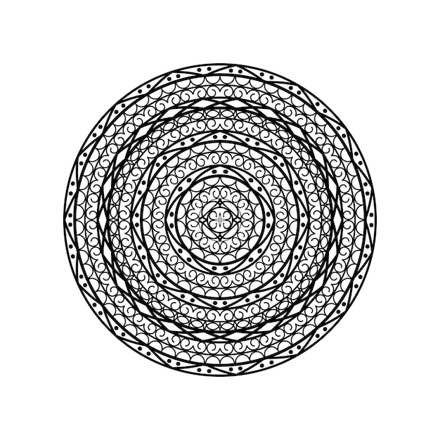 Patrón de dibujo de mano de vector decorativo Mandala y ornamento redondo geométrico.