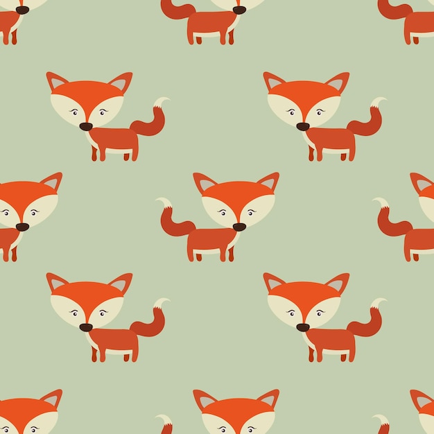 Patrón de dibujos animados de fox adorable inconsútil