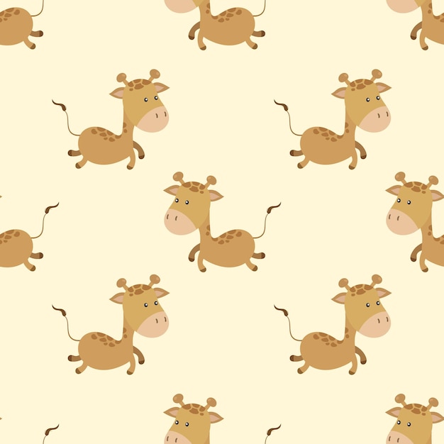 Patrón de dibujos animados de jirafa adorable inconsútil