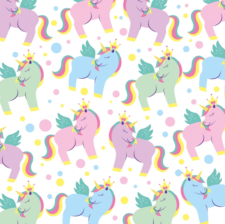 Vector patrón de dibujos animados lindo unicornio