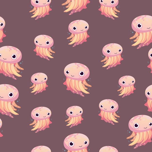 Patrón de dibujos animados monstruos ilustración sprite estilo plano Feliz y divertido mar pulpo monstruo nadar