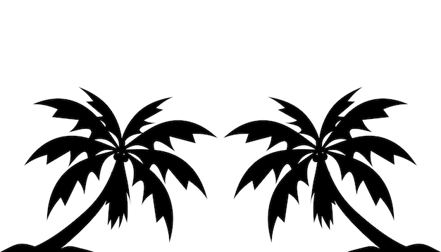 Vector patrón de dibujos animados silueta de 2 cocoteros de palma vector de fondo blanco ilustración