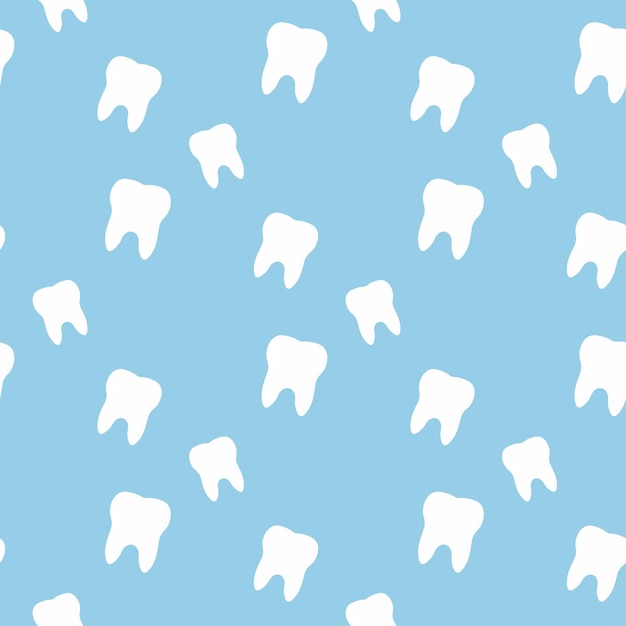 Patrón de dientes sin costuras sobre un fondo azul Ilustración vectorial