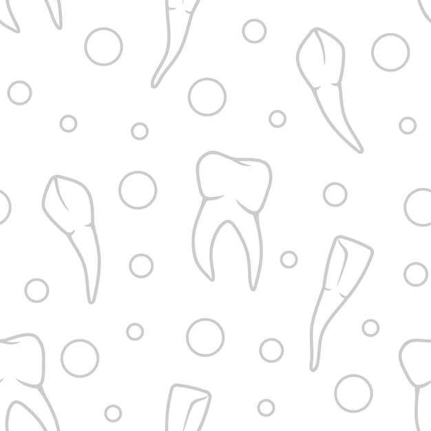 Patrón de dientes transparente de vector sobre fondo blanco