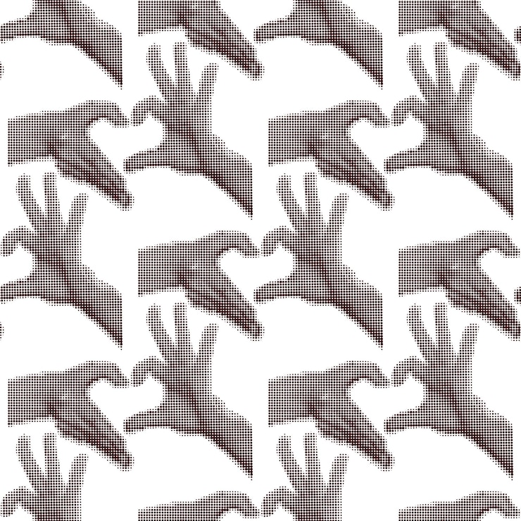 Vector patrón de diferentes manos dobladas en forma de polka dot heart grunge pop art para el día de san valentín