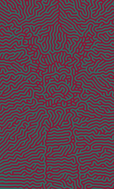 Patrón de difusión de reacción de Turing rojo y verde con movimiento abstracto