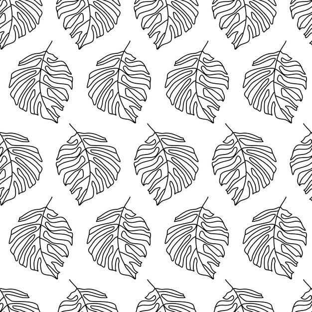 Patrón digital de la selva de Monstera con hojas de palmera sobre fondo blanco