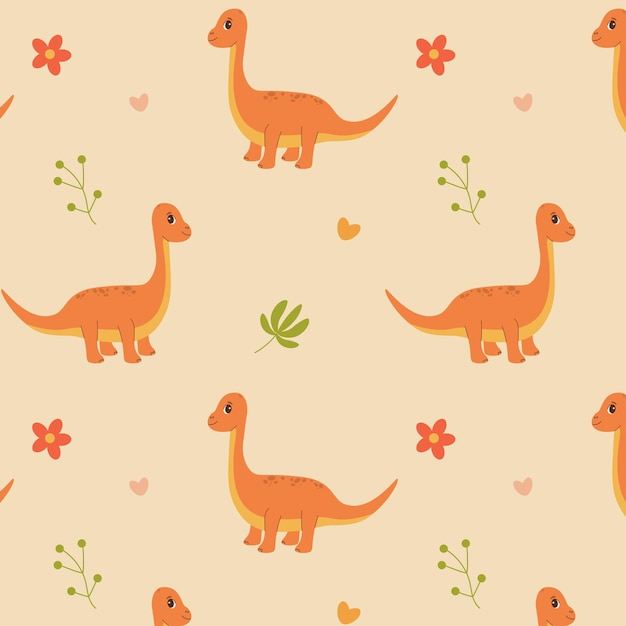 Patrón de dinosaurio vectorial patrón lindo fondo de tela impreso