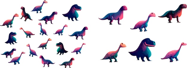 Patrón de dinosaurios brillantes. dinosaurios en estilo de dibujos animados. aislado. monstruos, dinosaurios,