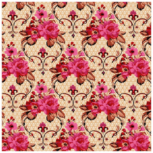 Patrón de diseño de flores y hojas de color agua transparente