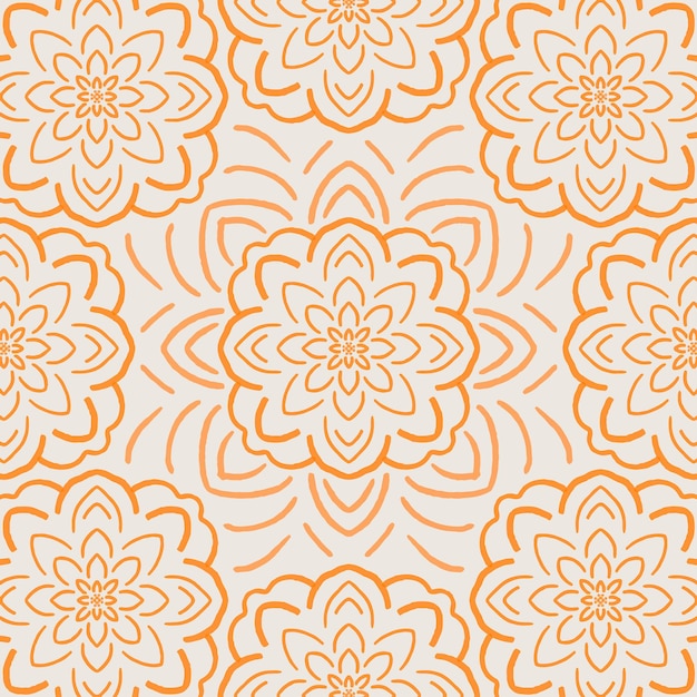 Patrón de diseño minimalista de Orange Leaf Mandala Vector