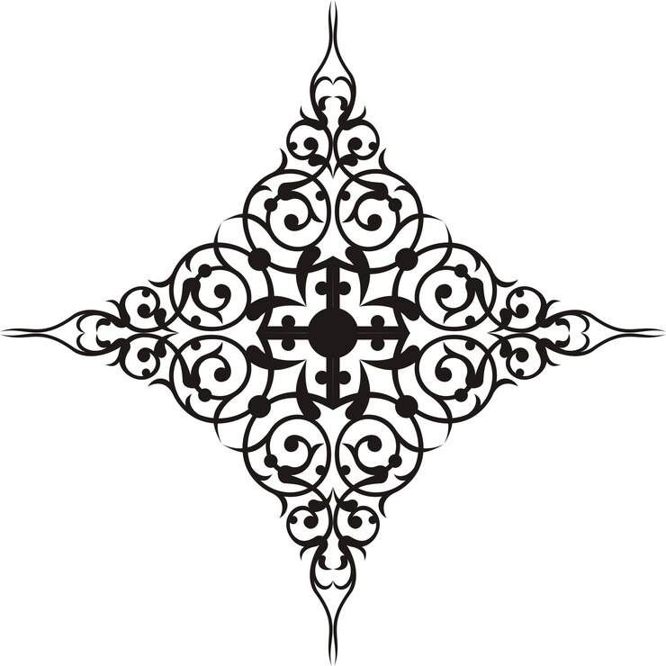 patrón de diseño de ornamentación vectorial en forma de estrella de cuatro lados
