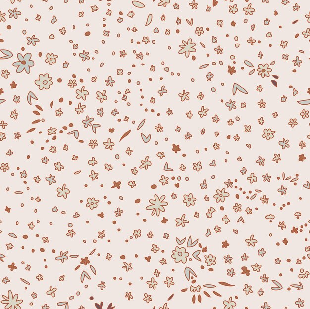 Patrón de dispersión floral sin costuras de color beige