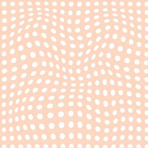 patrón de distorsión de punto polka de color blanco abstracto moderno en un fondo de color melocotón