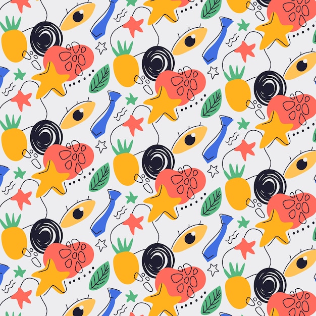 Patrón de doodle abstracto de diseño plano dibujado a mano