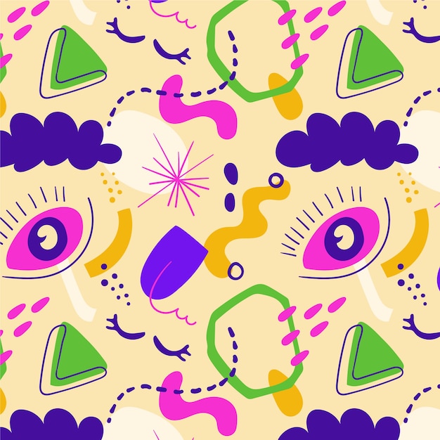Patrón de doodle abstracto de diseño plano dibujado a mano