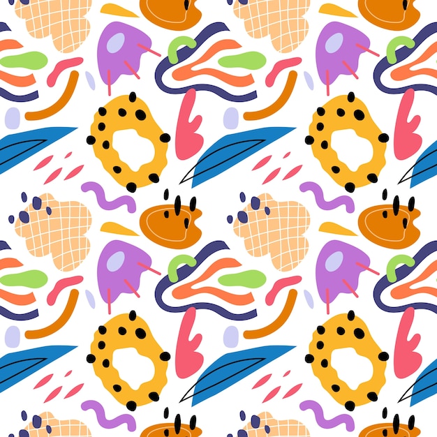 Patrón de doodle abstracto de diseño plano dibujado a mano