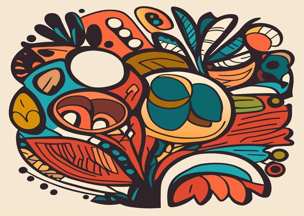 patrón de doodle abstracto de diseño plano