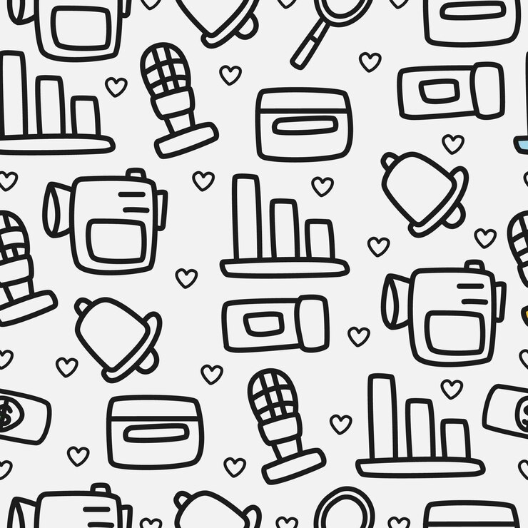 patrón de doodle de dibujos animados dibujados a mano