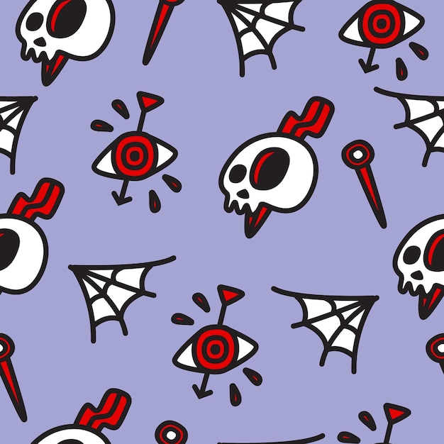 Vector patrón de doodle de dibujos animados de halloween