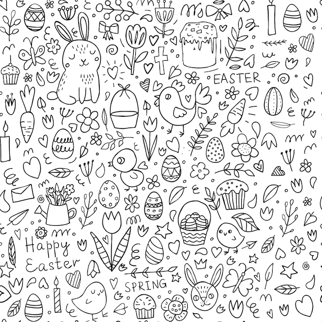 Patrón de doodle inconsútil de Pascua