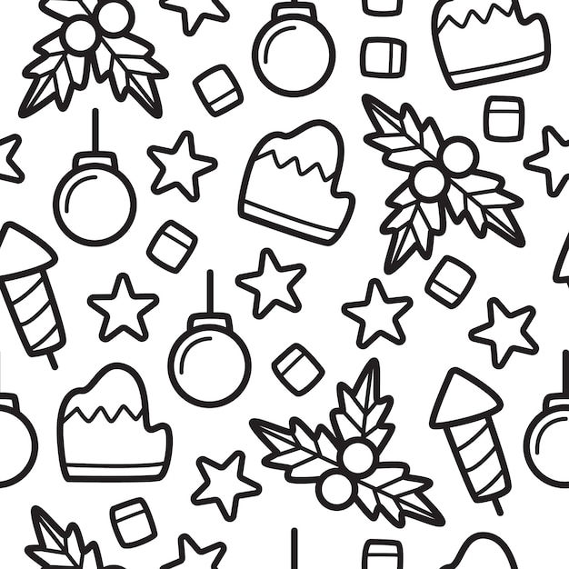 patrón de doodle de navidad de dibujos animados dibujados a mano
