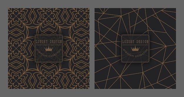 Patrón dorado en un fondo oscuro plantilla de lujo premium para cubiertas embalaje interior e idea creativa