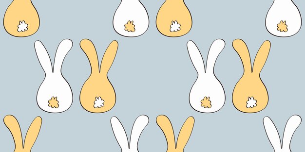 El patrón de dos conejos de vista trasera un lindo par de colas de liebres orejas impresiones de animales sin costuras amistad amor