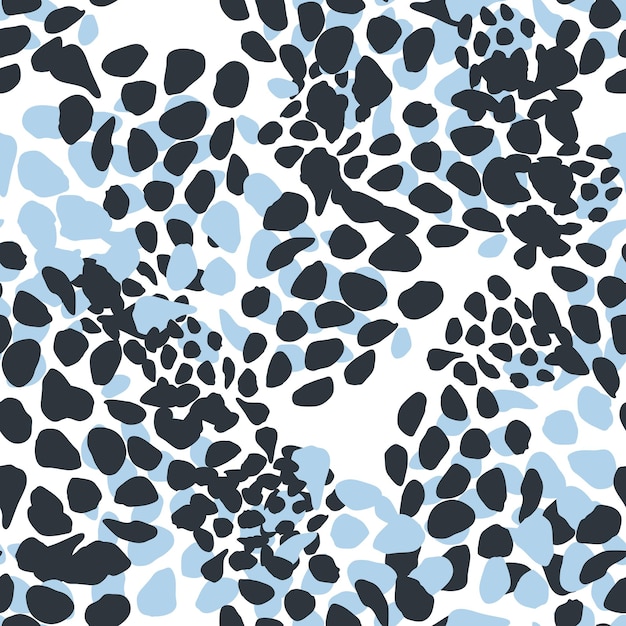 Patrón de eamless de piel de leopardo abstracto sobre fondo blanco Papel tapiz de pieles de animales. Telón de fondo de puntos caóticos modernos. Moderno. Diseño para tela, estampado textil, papel de regalo. Ilustración vectorial