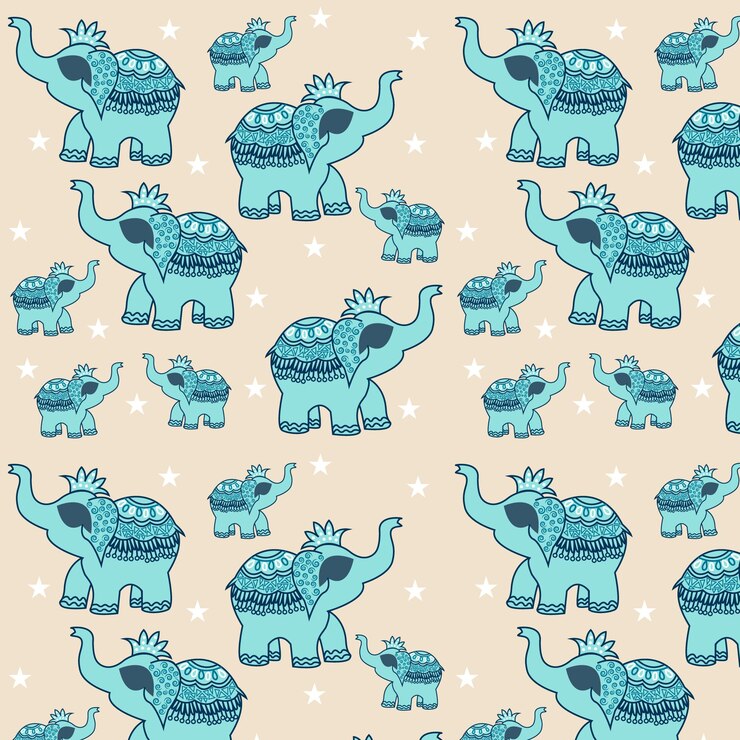 Patrón de elefante lindo dibujado a mano decorativo