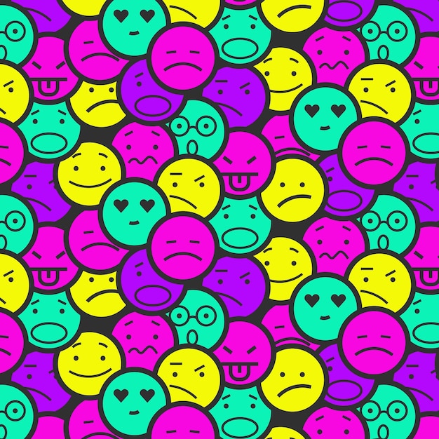 Patrón de emoticonos de sonrisa de colores vivos