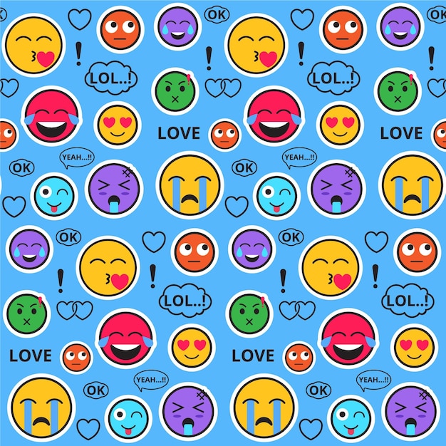 Patrón de emoticonos de sonrisa colorida