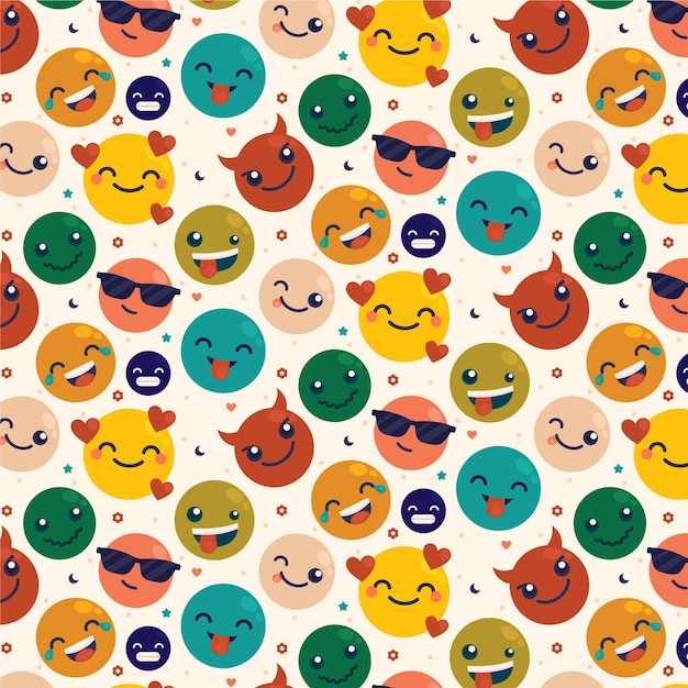 Vector patrón de emoticonos de sonrisa colorida