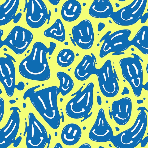 Patrón de emoticonos de sonrisa distorsionada