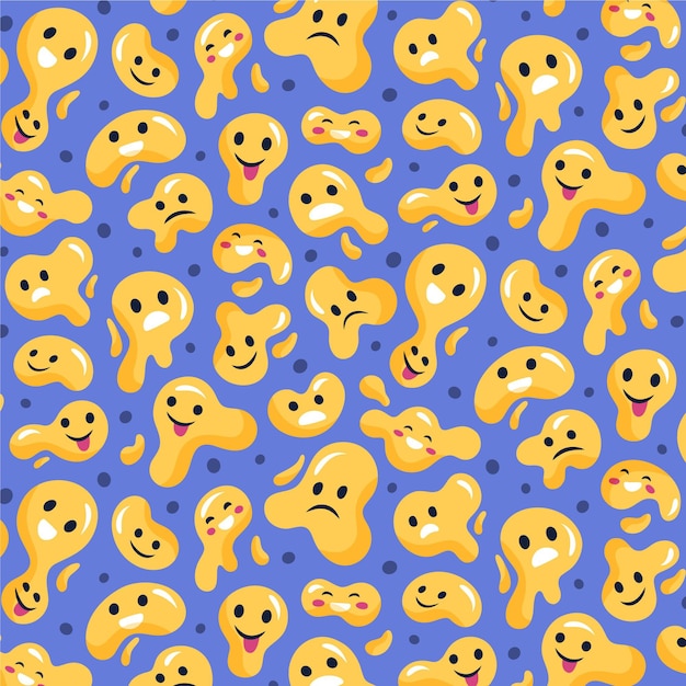 Vector patrón de emoticonos de sonrisa distorsionada