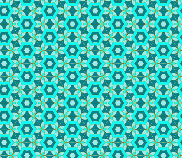 Patrón de encaje sin costura floral fondo de mosaico geométrico menta verde azul y oro ornamento oriental plantilla de diseño Vvector para invitaciones tarjetas de felicitación papeles de pared de tela, etc.