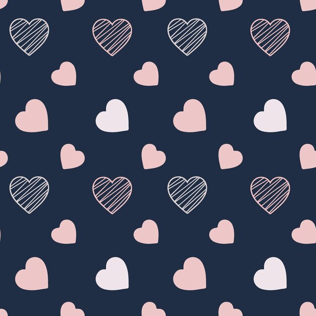 Patrón encantador con corazones Fondo de vacaciones de vector Día de San Valentín Envoltura de regalo tela de impresión lindo fondo para una tarjeta