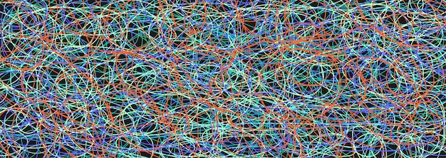 Patrón enredado de colores Textura caótica abstracta Fondo con líneas y ondas Creación artística