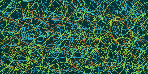 Patrón enredado de colores Textura caótica abstracta Fondo con líneas y ondas Creación artística