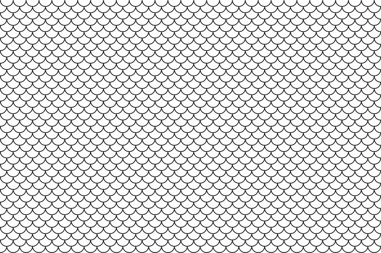Vector patrón de escala de pez línea de arte de azulejos patrón de línea de sirena patrón de cola vector