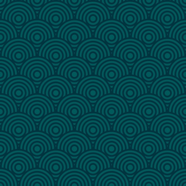 Patrón de escamas de pescado sin costuras Etnias japonesas chinas ornamento océano color mar ola vector fondo