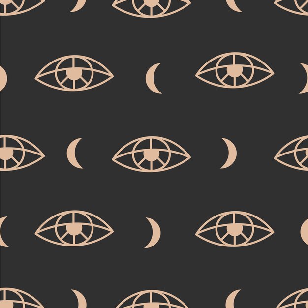 Patrón esotérico sin costuras con ojo y media luna