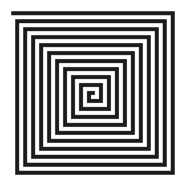 Patrón espiral cuadrado Diseño de laberinto concéntrico Ilustración vectorial geométrica Arte visual hipnótico E