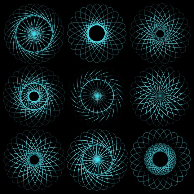 Vector patrón de espirógrafo de elementos de diseño redondo.