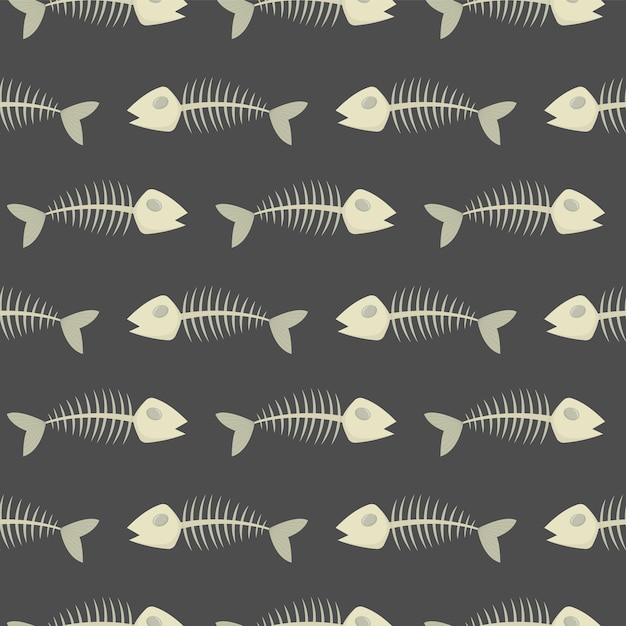 Vector patrón de esqueleto de pescado fondo de vector transparente