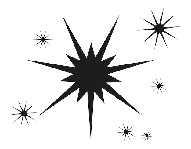 Patrón de estallido de estrellas negras con diseño vectorial de destellos dispersos