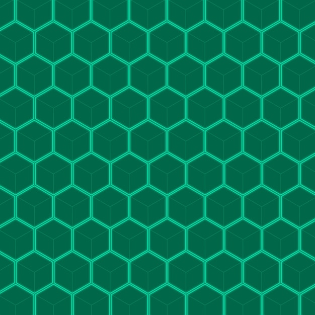 Patrón de estilo neón de cubo hexagonal 3D