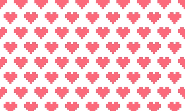 patrón de estilo de píxel de corazón vectorial de fondo