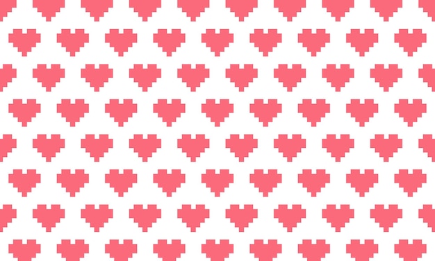 Patrón de estilo de píxel de corazón vectorial de fondo