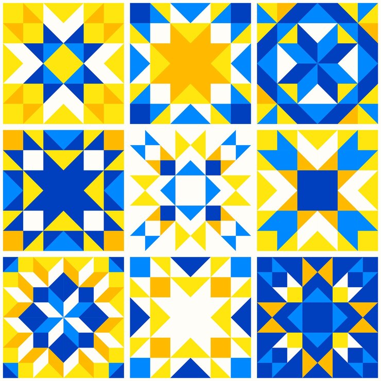 Vector patrón de estrella geométrico abstracto inspirado en el acolchado de edredón